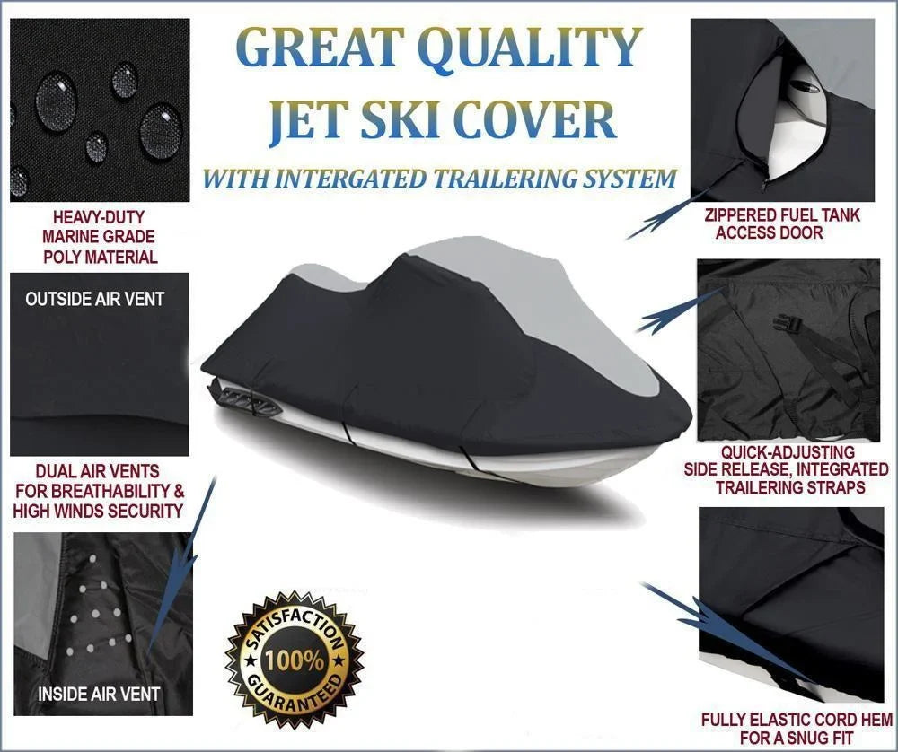 '-  600D   Cover Compatible for Sea Doo Sea-Doo  2000,  2004-2008 Jet Ski Watercraft Cover Black/Grey
