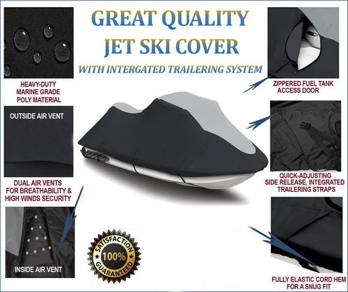 '-  600D   Cover Compatible for Sea Doo Sea-Doo  2000,  2004-2008 Jet Ski Watercraft Cover Black/Grey