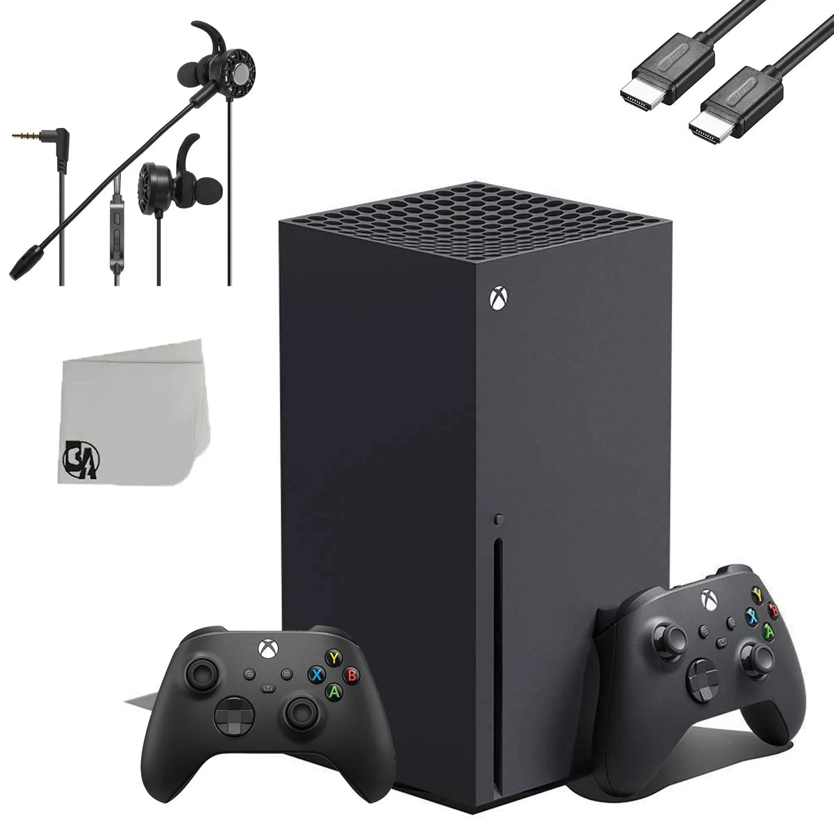 Microsoft Xbox Series  16GB  Black Gaming Console With 2 Controller +  Earbuds With Microphone   Bundle Like New