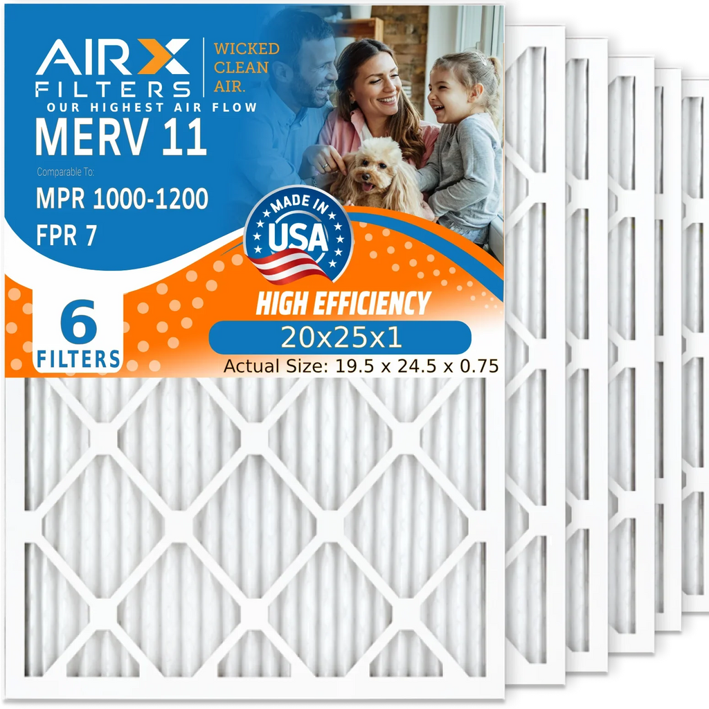 20x25x1 Air Filter  11 Comparable to  1000,  1200 &  7 Electrostatic Pleated Air Conditioner Filter 6 Pack  Premium  Made 20x25x1 Furnace Filters by     .