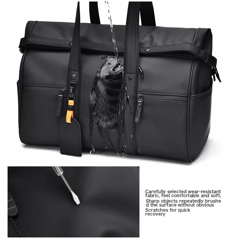 Waterproof Travel Bag Dry And Wet Separation Leather Feel Large Capacity Business Trip Handbag Men' And Women' Luggage Bag Sports And Fitness Bag