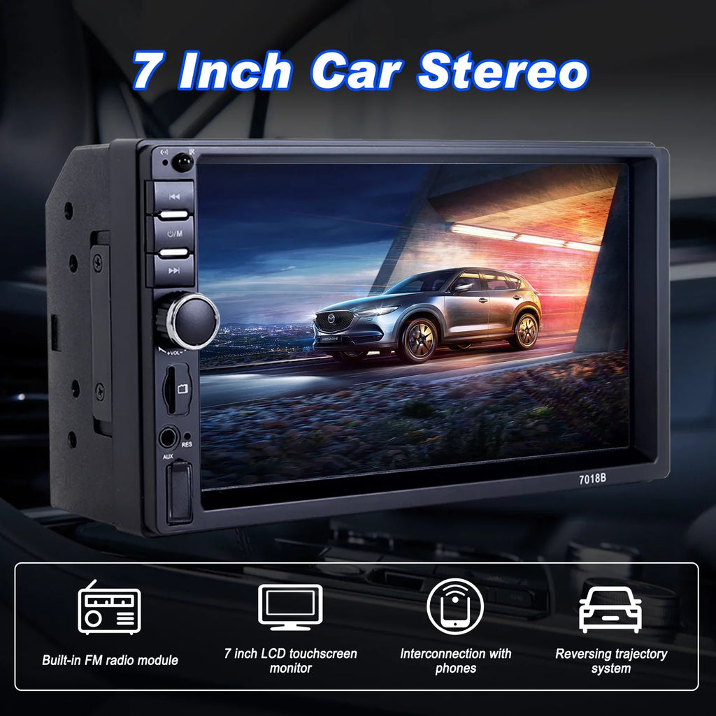 Double 2 Din Car Stereo Radio  Player, 7 Inch  Touch Screen Bluetooth Car Video Player 1080P with Backup Reversing Camera