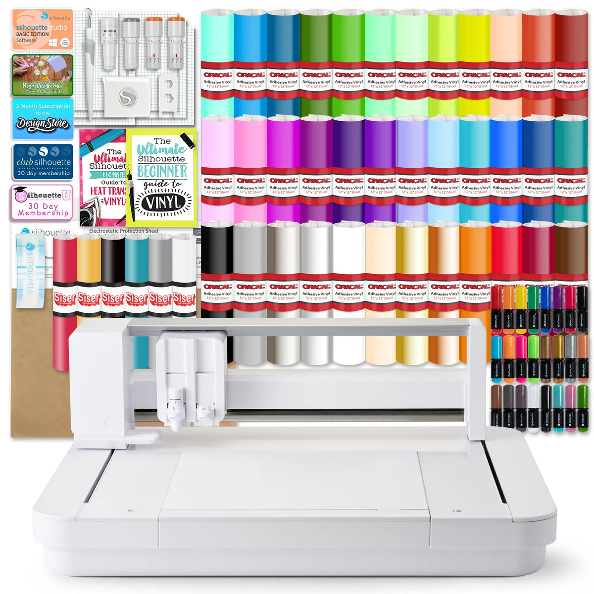 Silhouette Curio 2 w/ Advanced Blade Pack, 38 Oracal Sheets, Siser