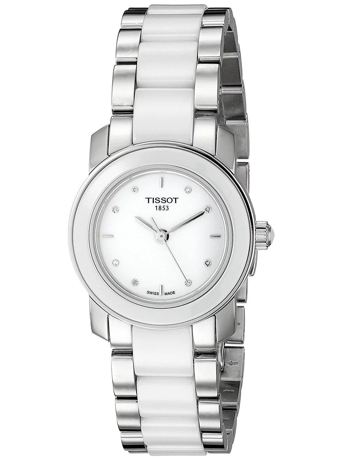 Tissot Women's -Trend 28mm Two Tone Ceramic Band Steel Case Quartz White Dial Watch .210.22.016.00