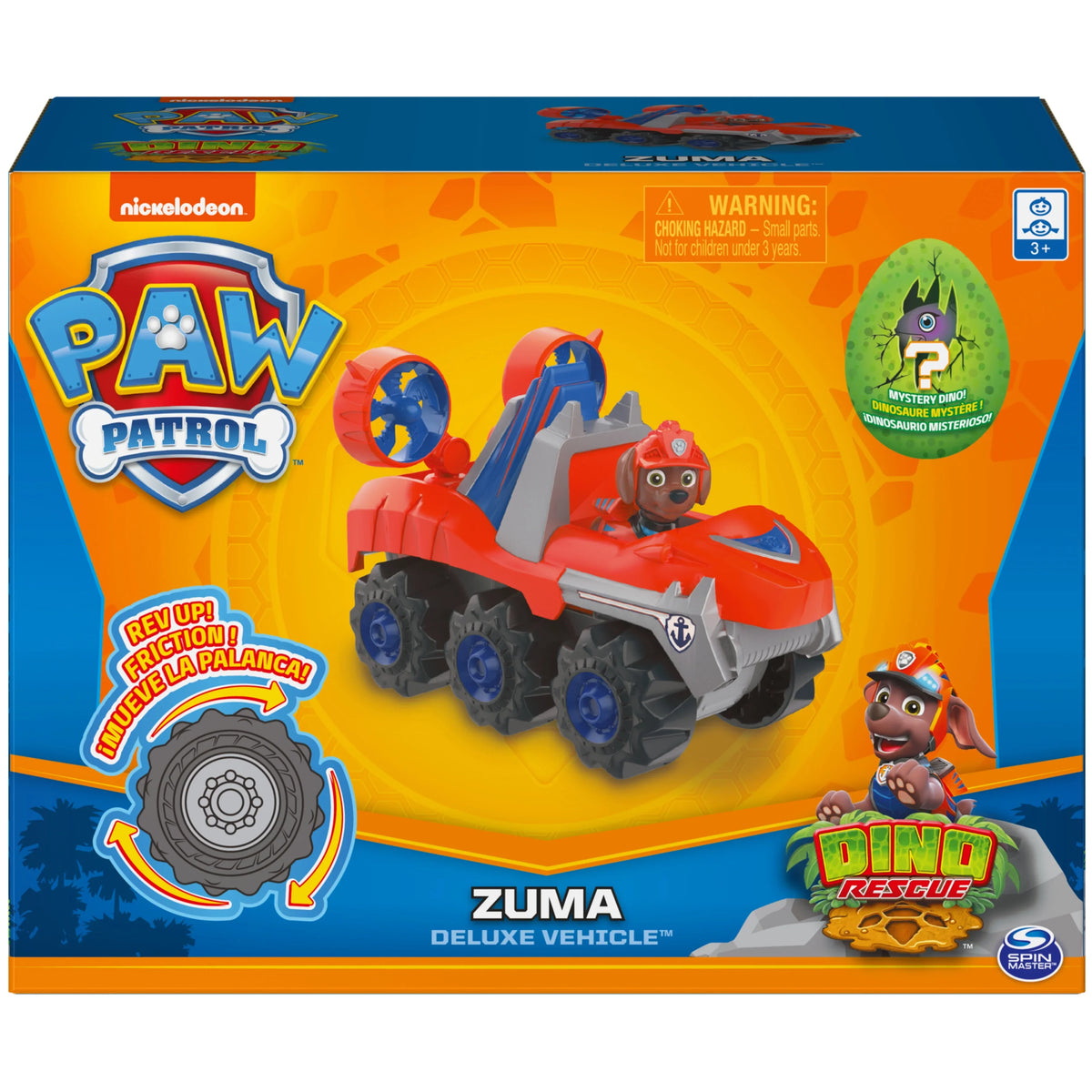 Patrol, Dino Rescue Zuma’s Deluxe Rev Up Vehicle with Mystery Dinosaur Figure, Preschool Toys for Boys & Girls Ages 3 and Up