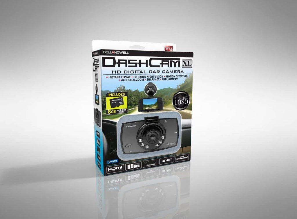 Bell & Howell Dash Cam  -  Digital Car Camera - 170 Wide Angle View and Super Infrared Night Vision - Full  1080P  Built-in Motion Sensor  4X Digital Zoom - 8GB MicroSD Card Included