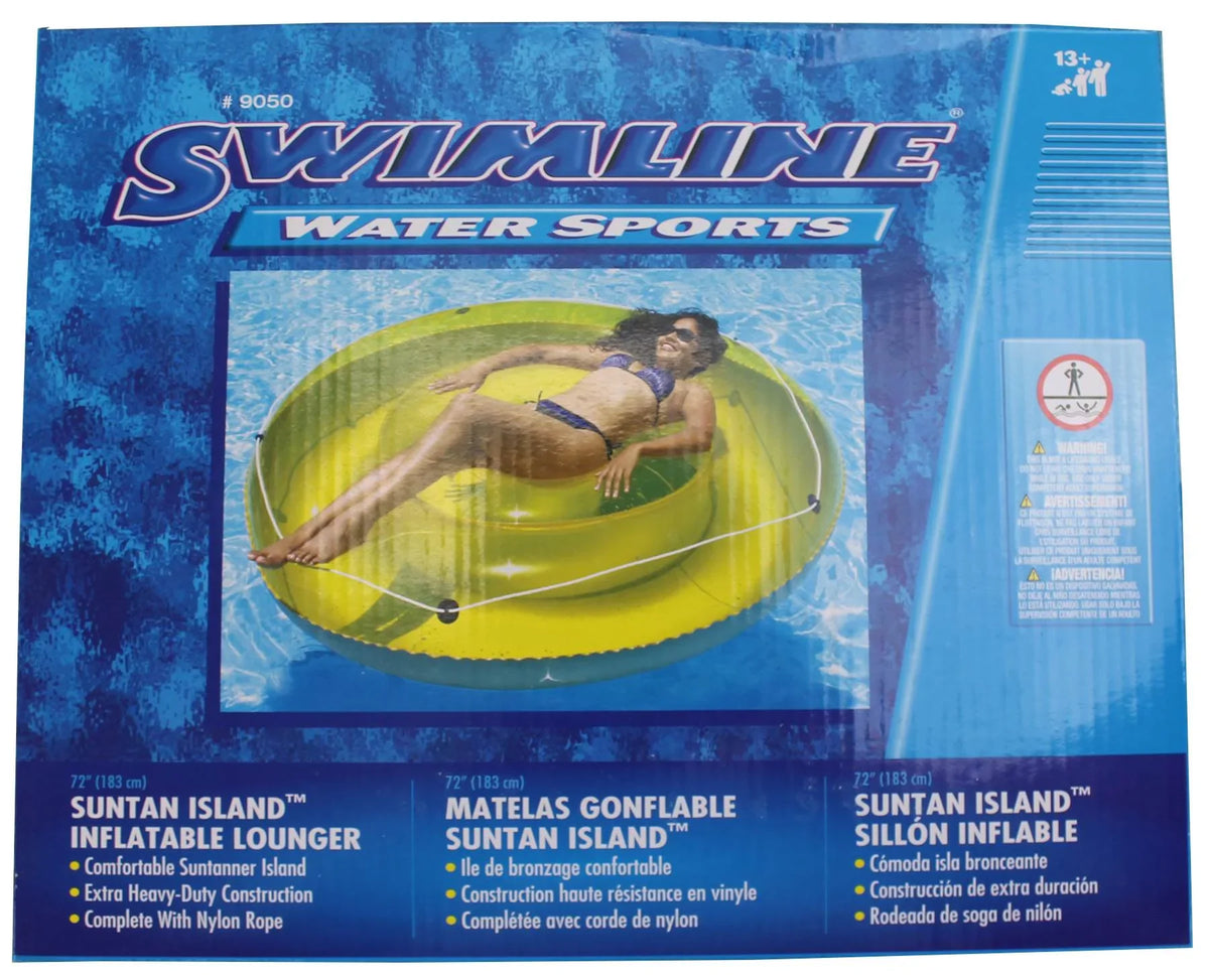 Swimline 9050 72" Swimming Pool Sun Tan Lounger Island Float Inflatables, 6-Pack