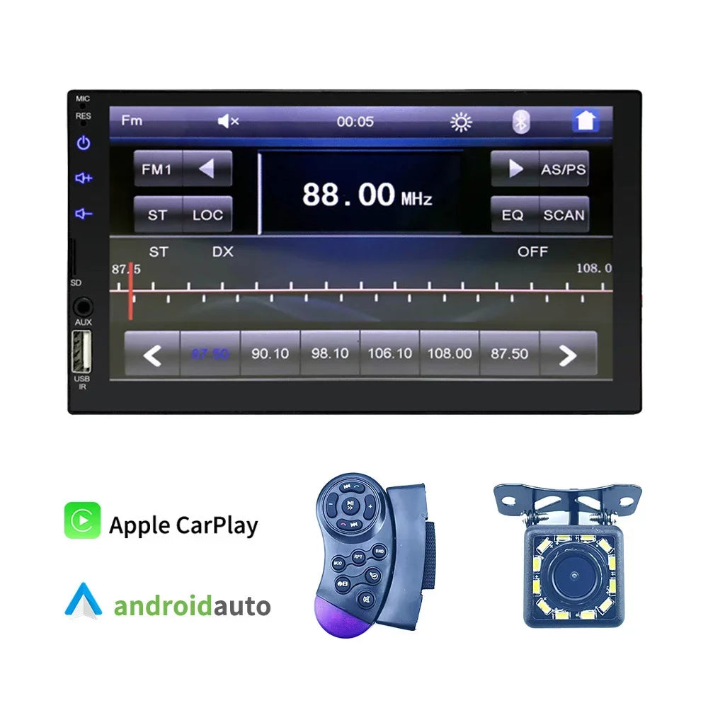 Virwir Car Multimedia Player Bluetooth 7 inch,  Car Mp5 Player Touch Screen Autoradio with Backup Camera Rear
