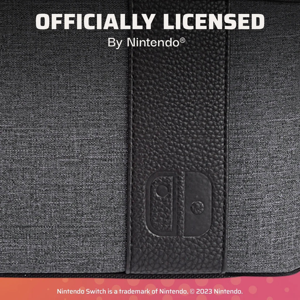 Gaming Pull--Go Travel Case Elite Edition: 2-in-1 with Built-in Console Stand, Removable Straps & Interchangeable Dividers: Grey - Nintendo Switch