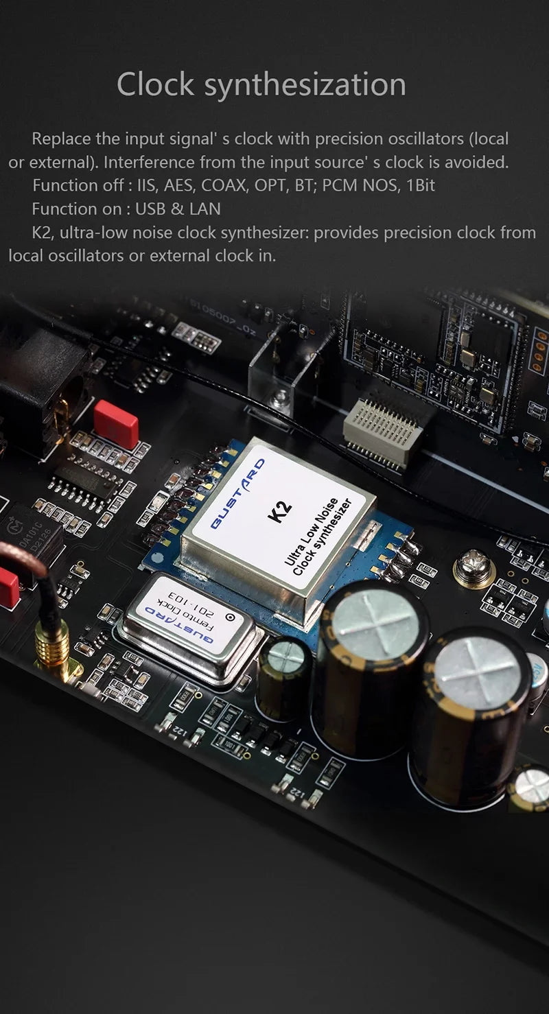 Gustard  Discrete     Clock Dual Native  Decoder  Balanced   with Remote Control (Black）