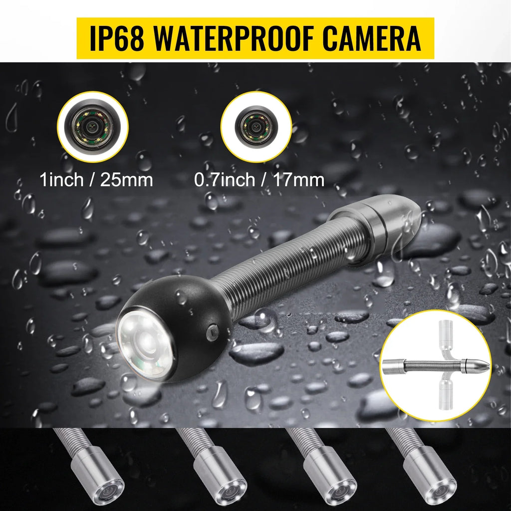 Sewer Camera 98.4 , Pipeline Inspection Camera 4.3 Inch   Monitor Pipe Camera, Duct Inspection Camera with 6PCS , 8500MAH Lithium Battery,  Function, 30M