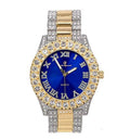 Mens Silver Big Rocks with Roman Numerals Fully Iced Out Colorful Dial Watch -   Single ( Blood Red)