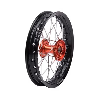 Impact Complete Wheel - Front 12 x 1.60 Black Rim/Silver Spoke/Orange Hub for  50   2012-2018