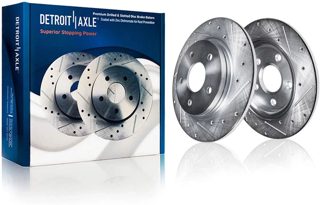 Detroit Axle - Brake Kit for 2012-2017 Toyota Camry 2013-2018 Avalon Lexus  ES300h Drilled & Slotted Disc Brake Rotors 2014 2015 2016 Ceramic Brakes Pads Front & Rear Replacement