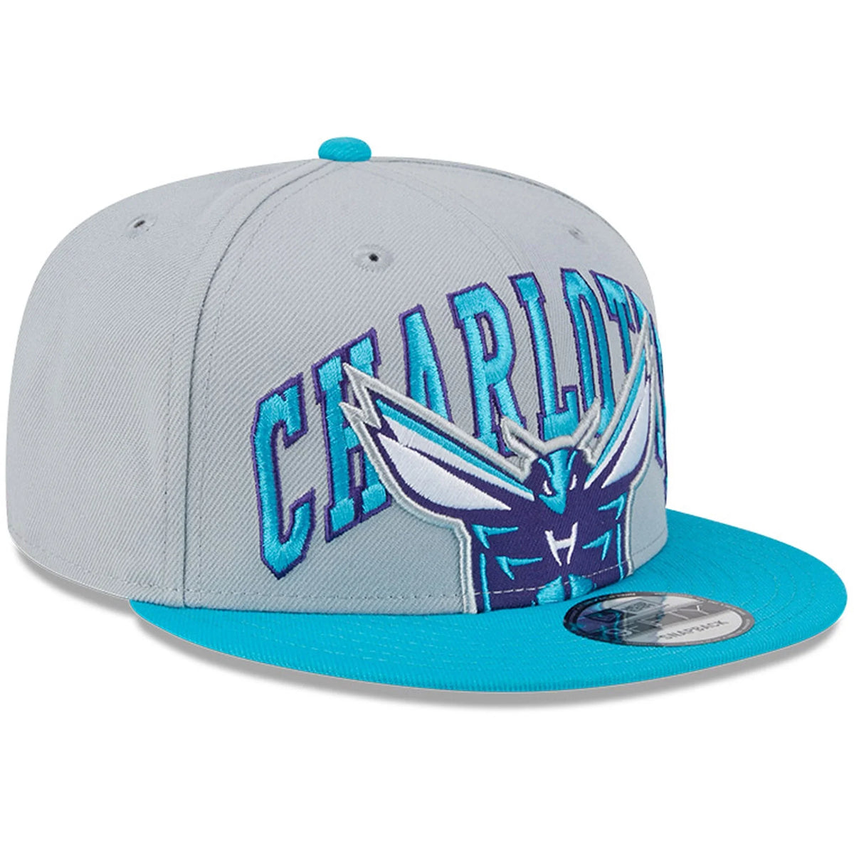Men's New Era Gray/Teal Charlotte Hornets Tip-Off Two-Tone 9FIFTY Snapback Hat -