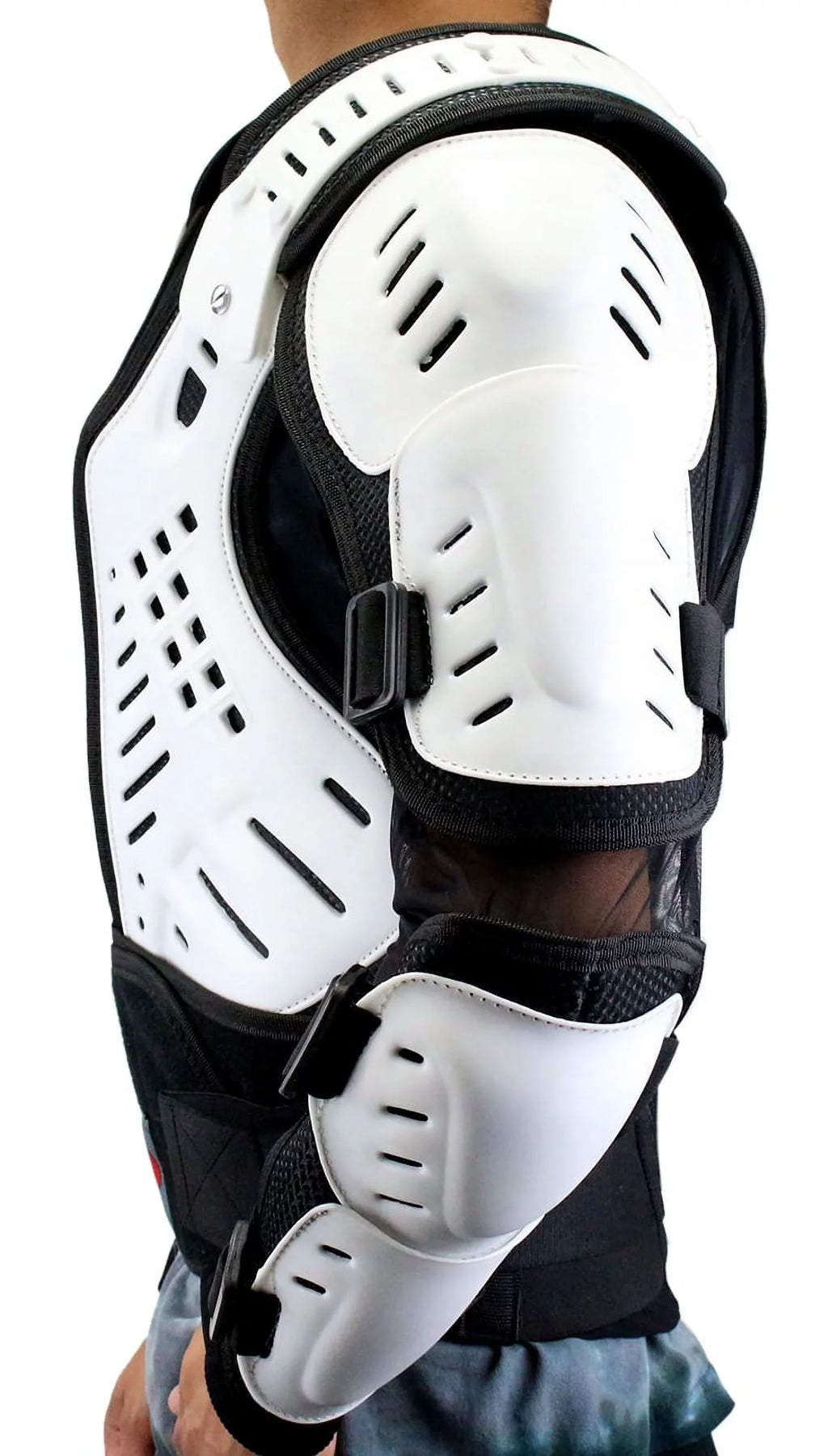 Perrini White  Approved Full Body Armor Motorcycle Jacket Spine Protection -