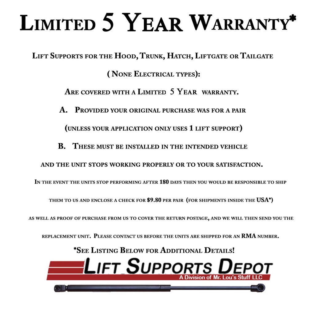 Qty 2 Made by Strong Arm 4686 Fits Ford Mustang 79 to 93 Trunk Lift Supports / Spoiler Fits select: 1976-1977  , 1983-1986