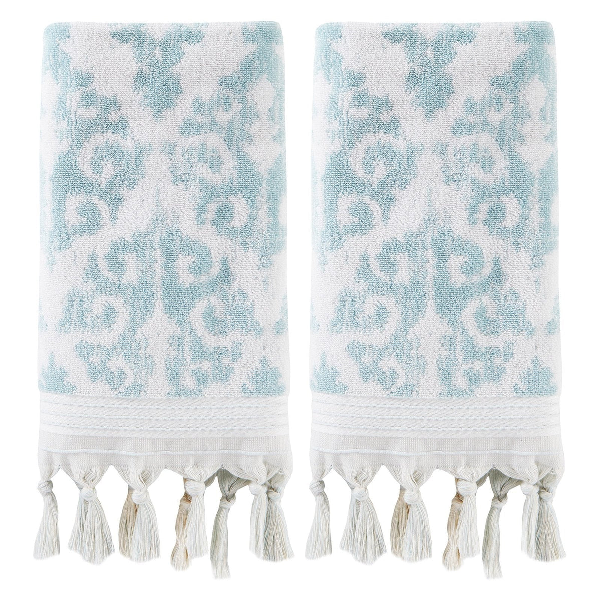 Home Mirage Fringe Hand Towel (2-Pack), Taupe, 16" x 26"