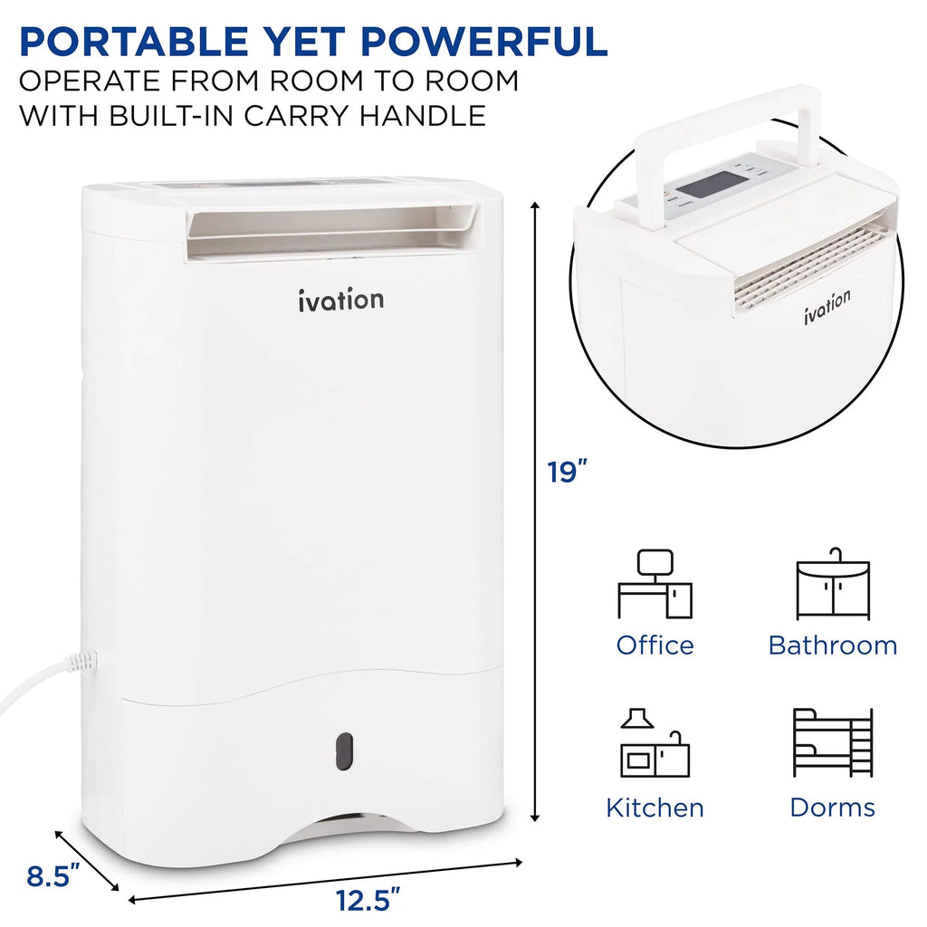 Ivation 19 Pint, 410 Sq/Ft, Wifi Dehumidifier / Drain Hose & Smartphone Control