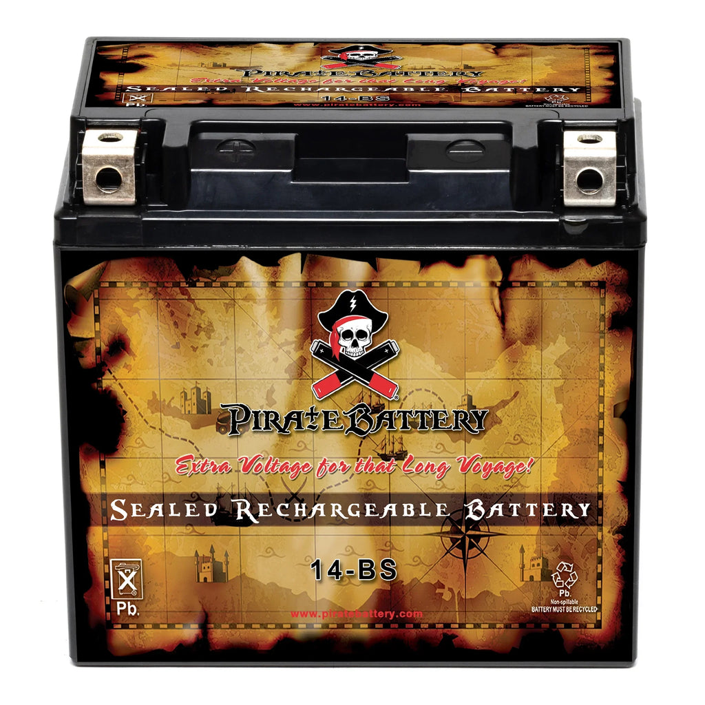 Pirate Battery - (14- 12 Volt,12 Ah, 200 ) Motorcycle Battery for Kawasaki 800cc Vn800-a, , ,  Vulcan, Classic, Drifter 1995