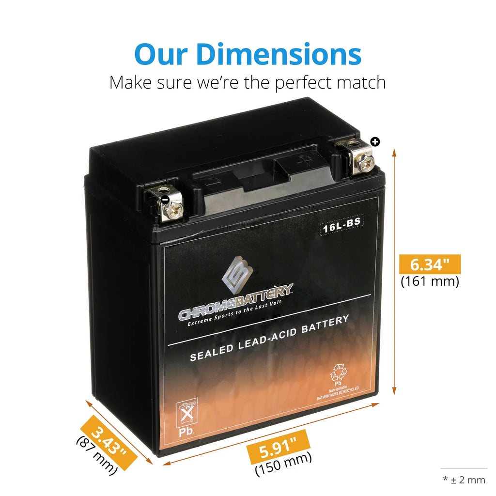 Chrome Battery - (16L- 12 Volt,14 Ah, 230 ) Jet Ski Battery for Kawasaki 550cc Js550 Sx 1995