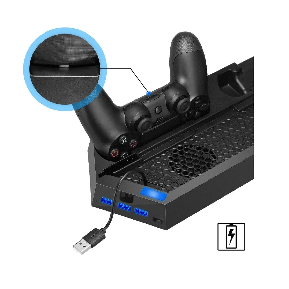 Cooling Station Vertical Stand with 2 Controller Charging Dock PlayStation 4