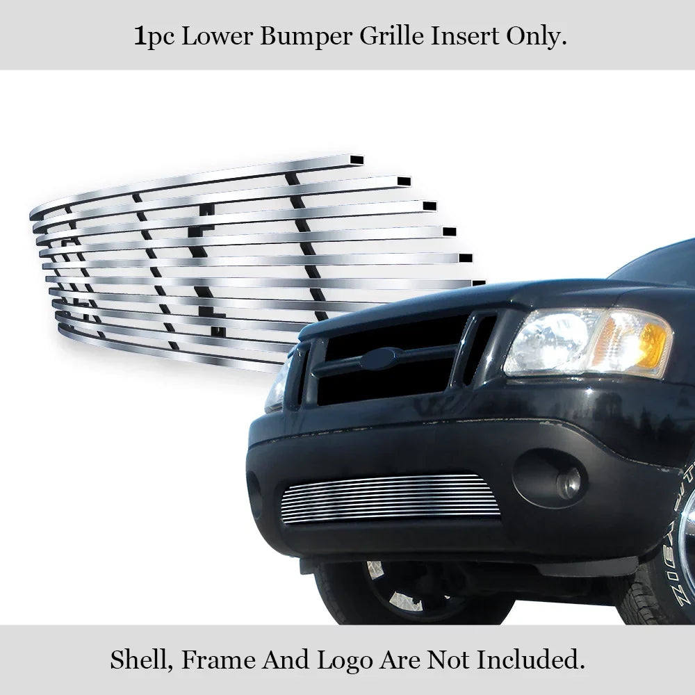 Premium Stainless Steel Silver Horizontal Billet Grille Insert Compatible with Ford Explorer Sport 2001-2003 & 01-05 Sport Trac Lower Bumper -