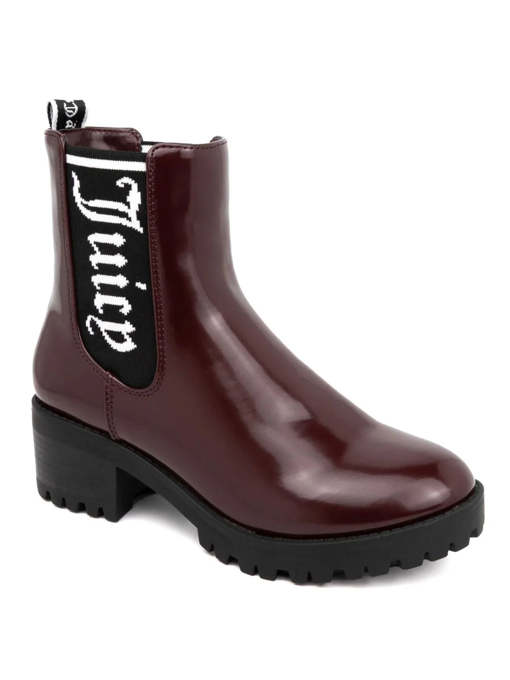 Womens Burgundy Logo Goring Comfort One-up Round Toe Block Heel Booties 7.5