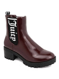 Womens Burgundy Logo Goring Comfort One-up Round Toe Block Heel Booties 7.5