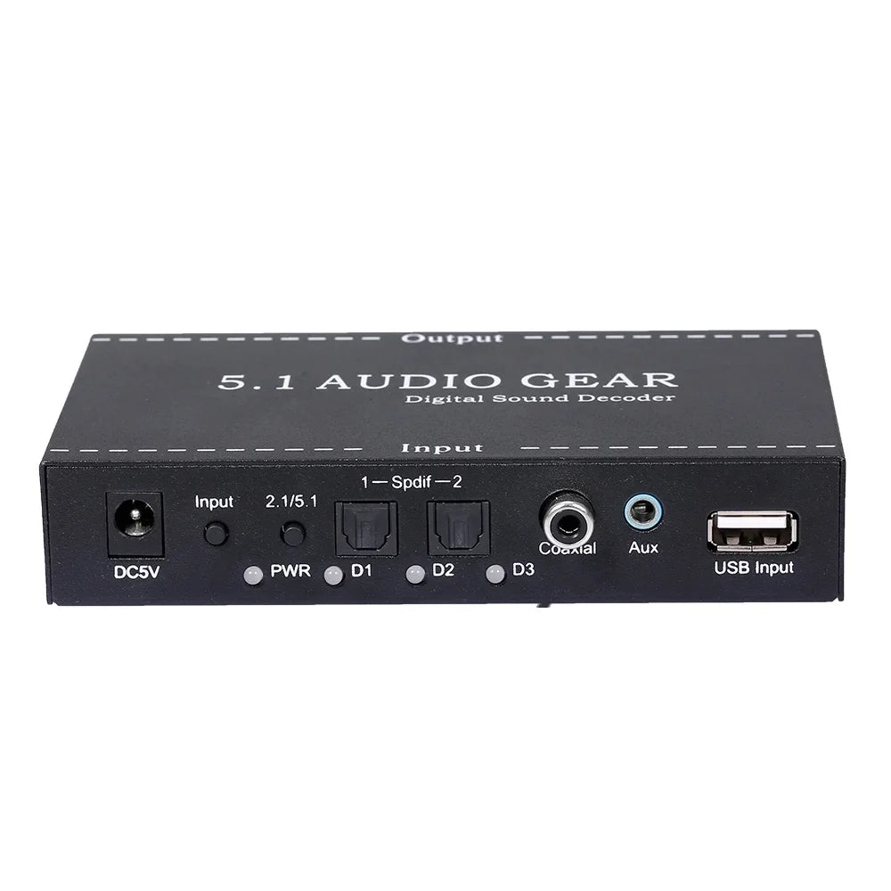 Anself - 5.1 Audio Gear Digital Sound Decoder Audio Converter 3.5mm Audio Output Replacement for Dolby Digital -3 Plug