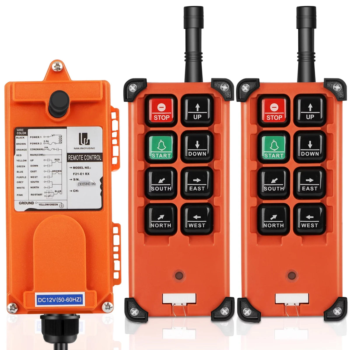 Crane Wireless Remote Control Switch  12V 8 Buttons Industrial Electric Lift Hoist Radio Crane Overhead Tower Bridge Crane Winch 2 Transmitter + 1 Receiver