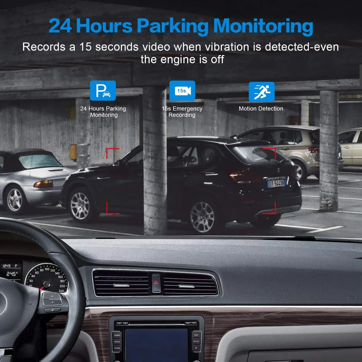 Dash Cam Front with 32G  Card, 1080P  Car Driving Recorder 3''  Screen 170°Wide Angle Dashboard Camera Aluminum Alloy Case,  -Sensor Parking Monitor Loop Recording Motion Detection
