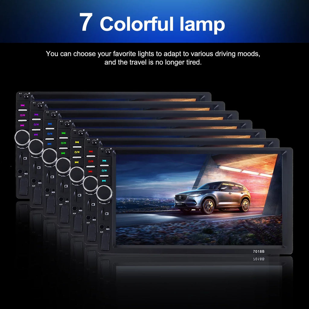 Double 2 Din Car Stereo Radio  Player, 7 Inch  Touch Screen Bluetooth Car Video Player 1080P with Backup Reversing Camera