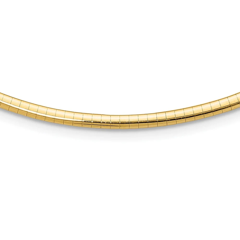 14k 3mm Domed Omega Necklace -18