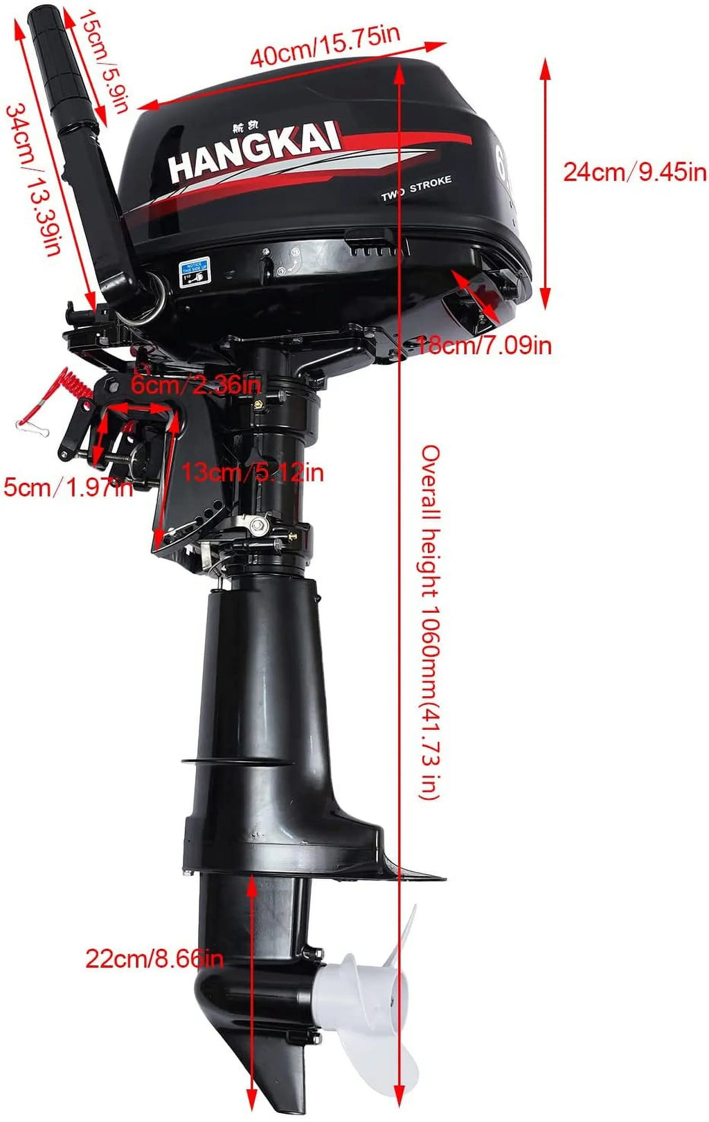 6HP 2-Stroke Outboard Moto Fishing Inflatable Boat Engine Water Cooling  System Durable Cast Aluminum Construction