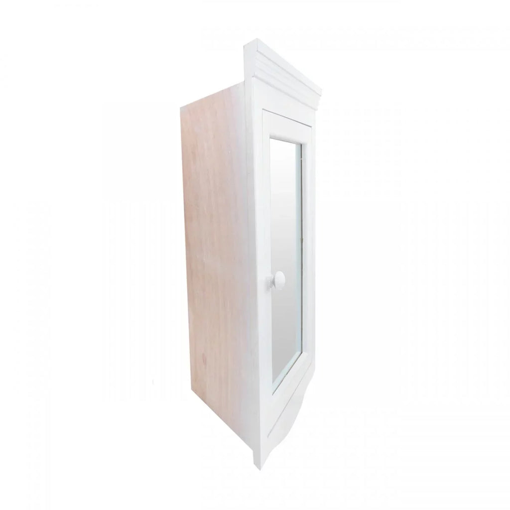Bethpage Wooden Corner Medicine Cabinet w/Mirror Wall Mount White Hardwood Bathroom Storage 27" x 20" Double Shelf Storage Cabinet w/ Screws Renovators Supply
