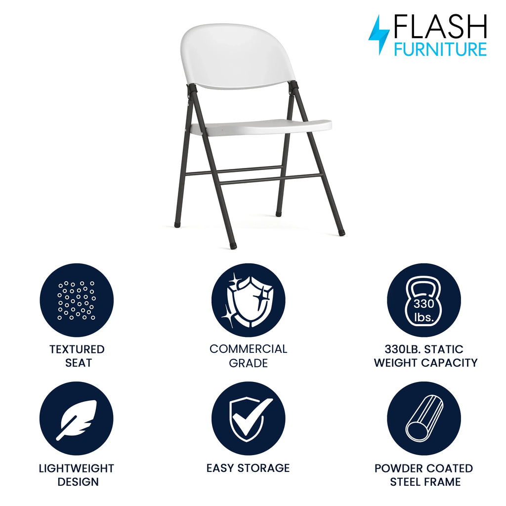 Flash Furniture  Series 330 lb. Capacity Granite White Plastic Folding Chair with Charcoal Frame