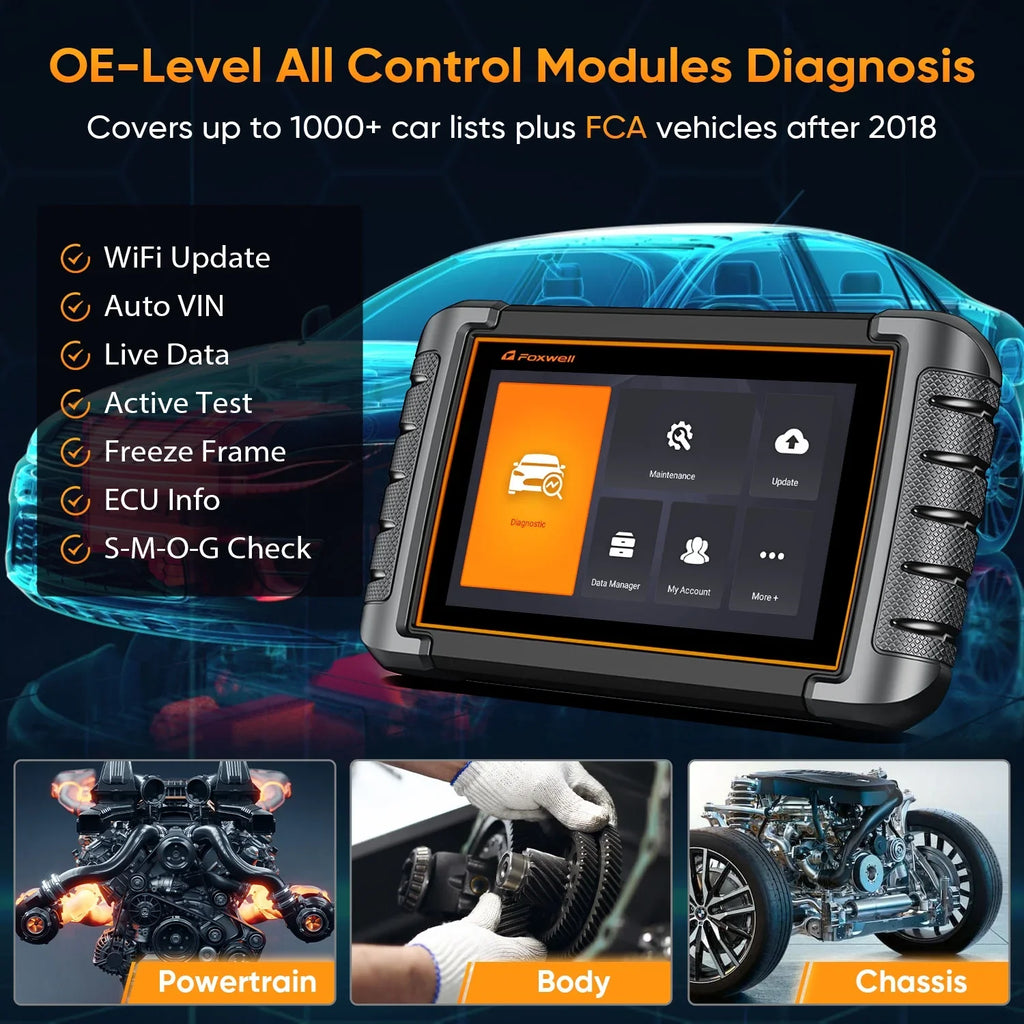 Foxwell   Scanner Automotive Bi-Directional Scan Tool Active Test All System 30+ Reset Code Reader