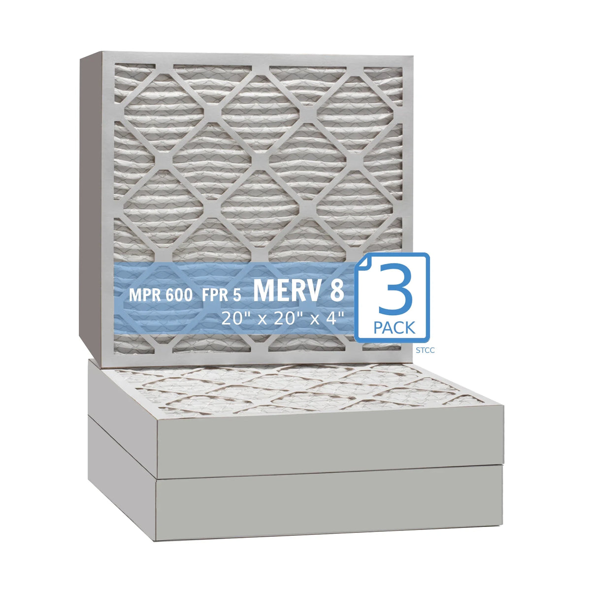 20x20x4, Purolator Hi- 40 Extended Surface Pleated Air Filter, Mechanical  8, (3 Pack)