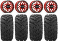Raceline Krank 14" Red Wheels 28" Reptile Tires Kawasaki Mule Pro