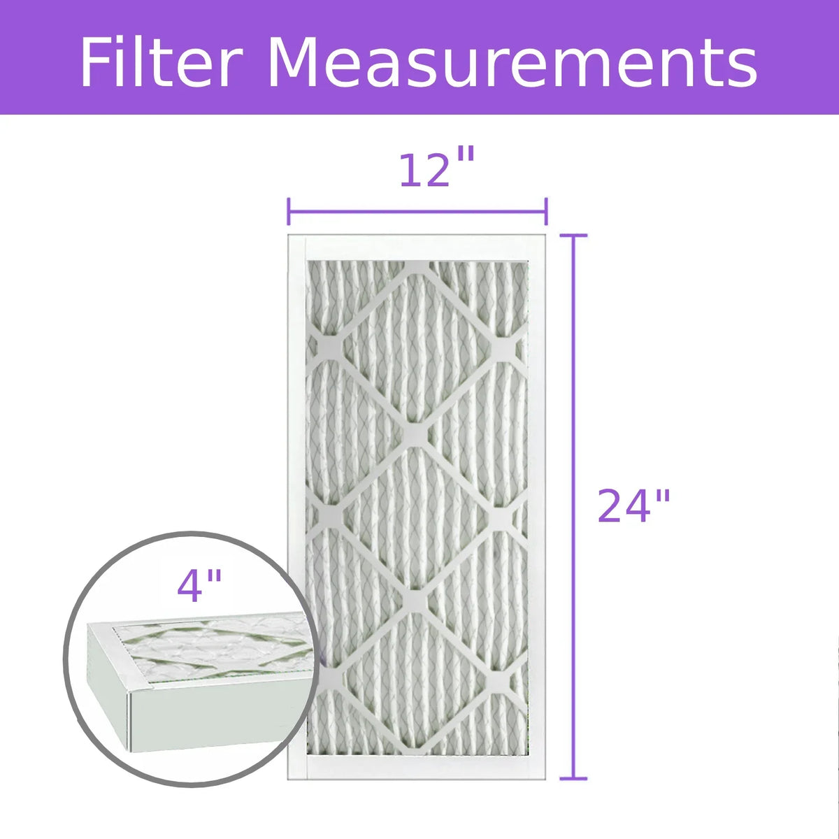 12x24x4, Purolator  Extended Surface Pleated Air Filter, Mechanical  8, (3 Pack)