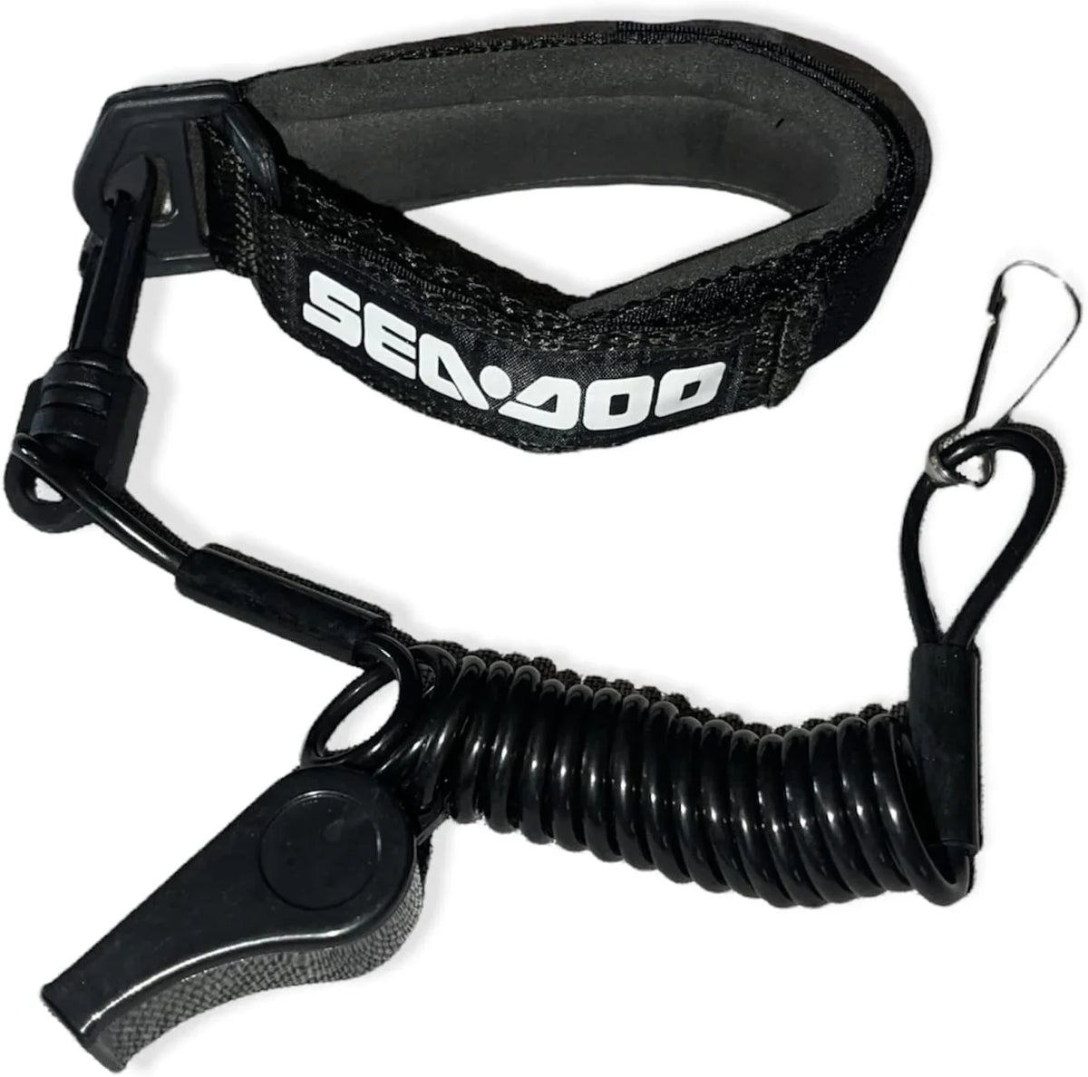 Key Replacement Repair Safety Lanyard Tether Cord With Whistle   - Black