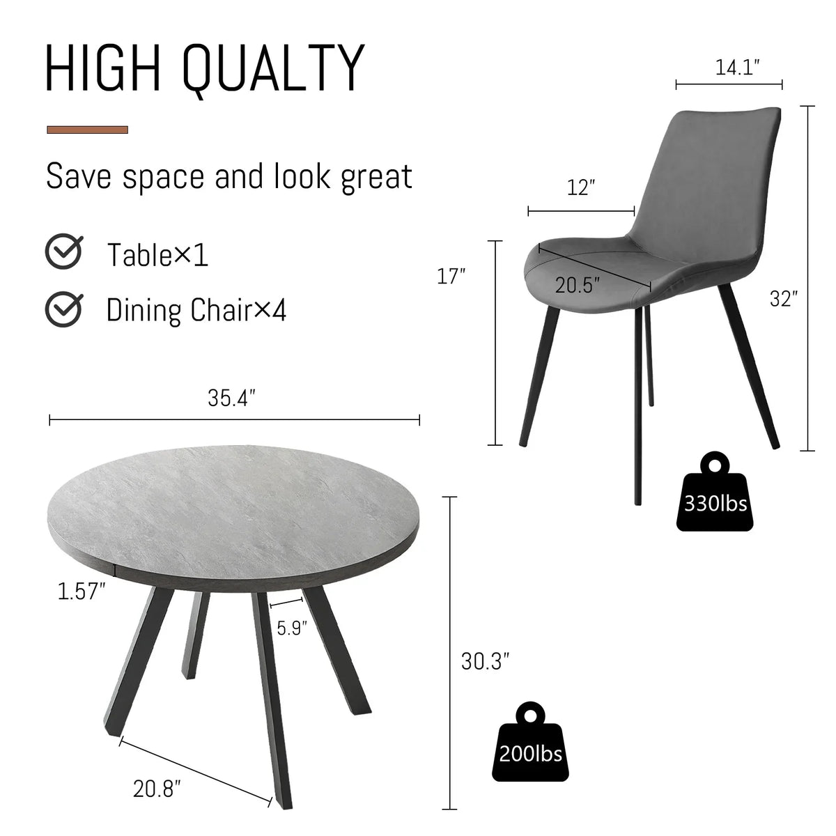 Round Dining Table Set, Mid Century Modern Round Dining Table 35 , Leisure Coffee Table, Saving Space