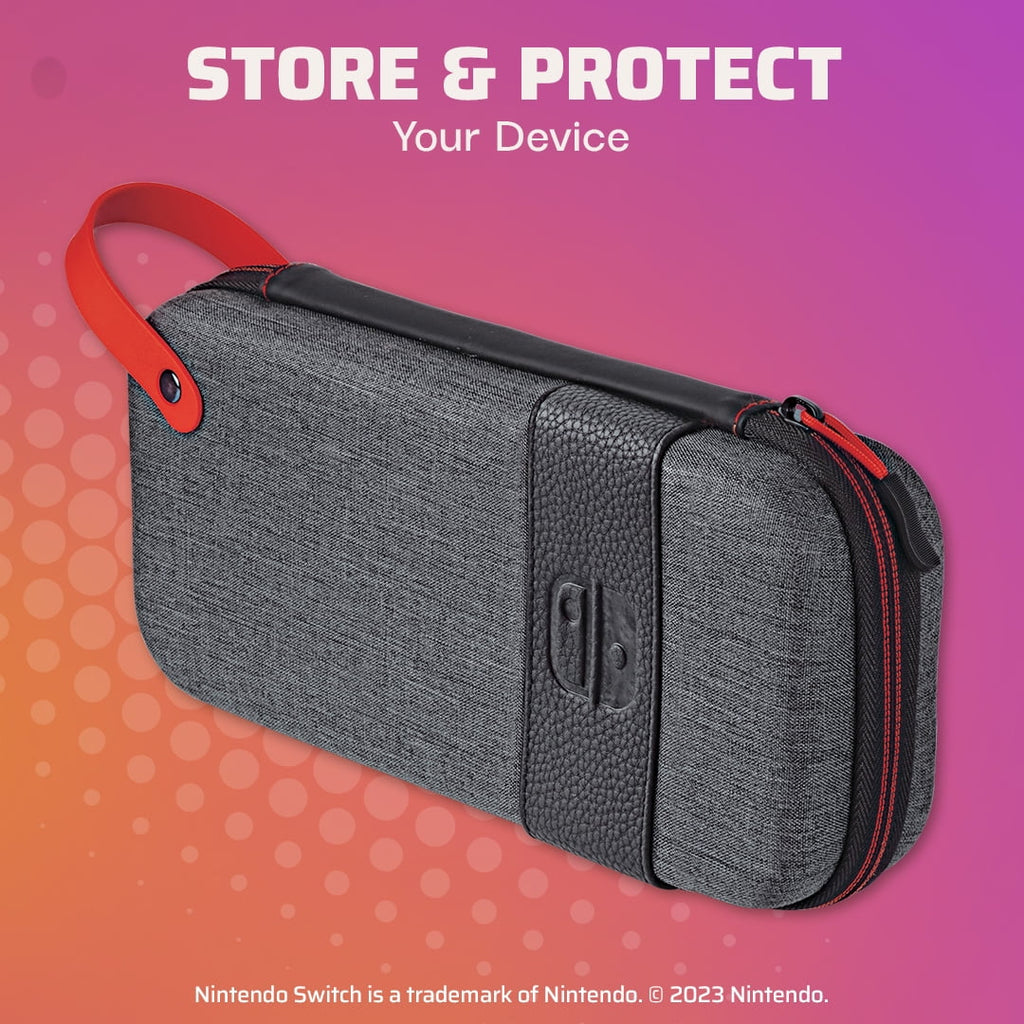 Gaming Pull--Go Travel Case Elite Edition: 2-in-1 with Built-in Console Stand, Removable Straps & Interchangeable Dividers: Grey - Nintendo Switch