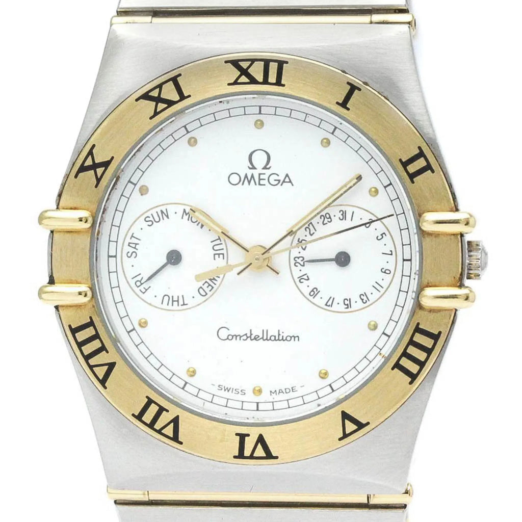 Pre-Owned Polished  Constellation Day Date 18K Gold Steel Watch 396.1070  (Good)