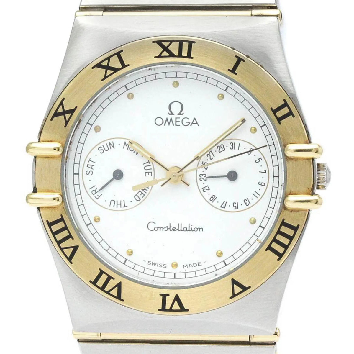 Pre-Owned Polished  Constellation Day Date 18K Gold Steel Watch 396.1070  (Good)