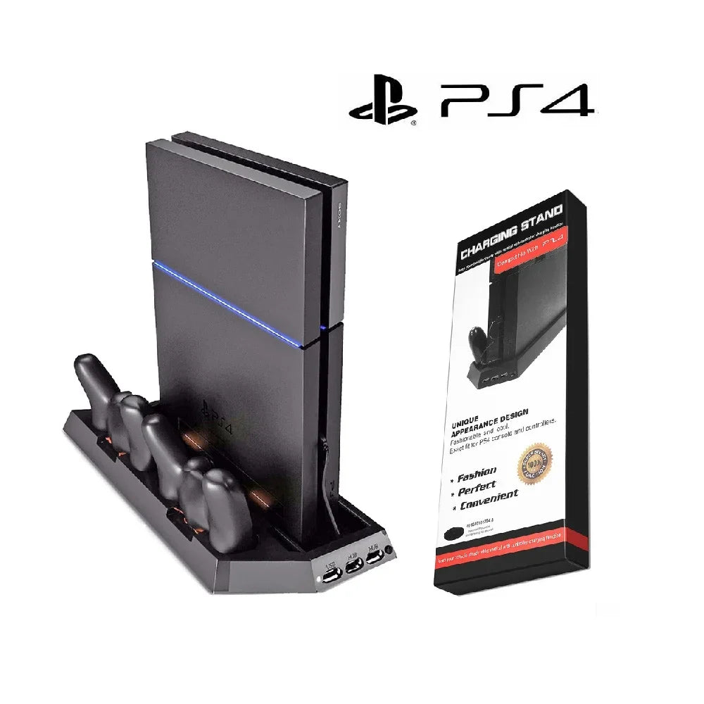 Cooling Station Vertical Stand with 2 Controller Charging Dock PlayStation 4