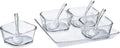 Clear Premium Serving Set With Spoons (7.75"  7.75"  1", Pack Of 6) - Perfect For Parties, Events, & Dining