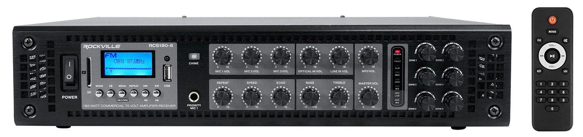 (8)  - 24" White 70V Commercial Column Wall Mount Array Speakers+Amp
