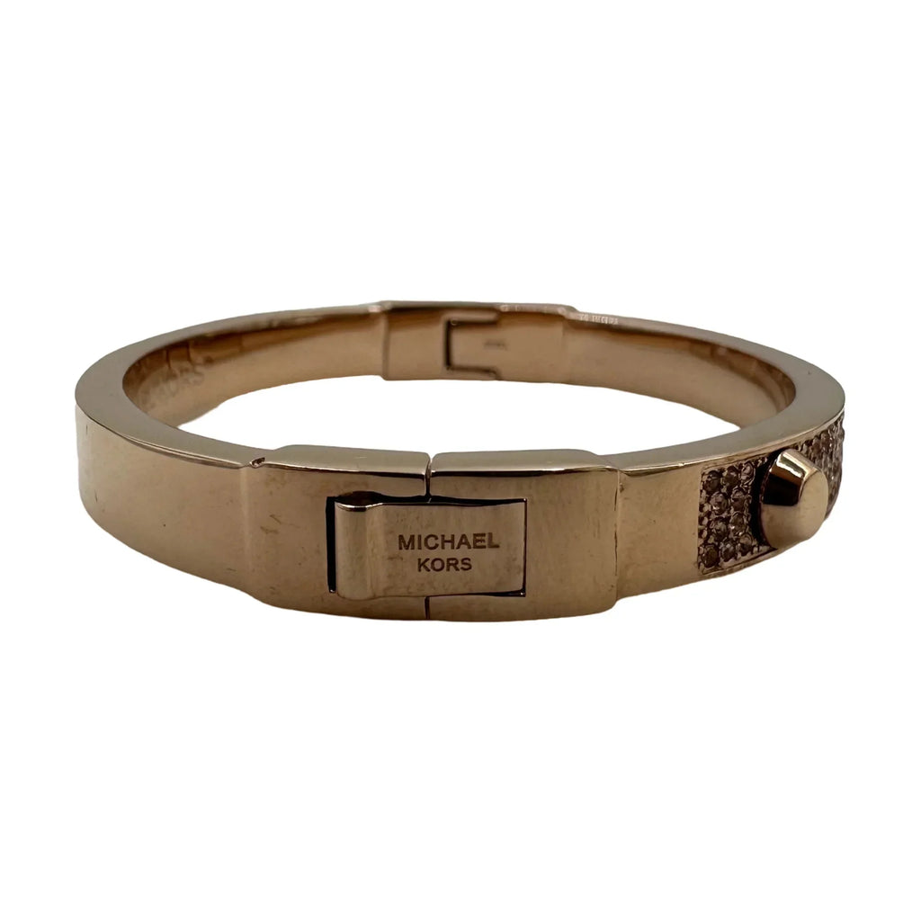 Michael Kors Gold-Tone Crystal Pave Astor Stud Bangle Bracelet -